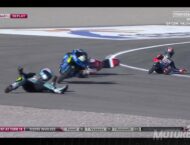 Secuencia de la caída múltiple en la última curva de Valencia en Moto3 14 Caida Vazquez Fenati Antonelli 13