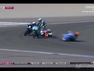 Secuencia de la caída múltiple en la última curva de Valencia en Moto3 7 Caida Vazquez Fenati Antonelli 6