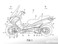BikeLeaks. Suzuki patenta un scooter híbrido con tracción a las dos ruedas 3 041317 Suzuki burgman two wheel drive patent fig 1